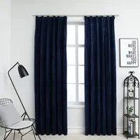 Tende Oscuranti con Ganci 2 pz Blu Scuro in Velluto 140x245 cm 134534