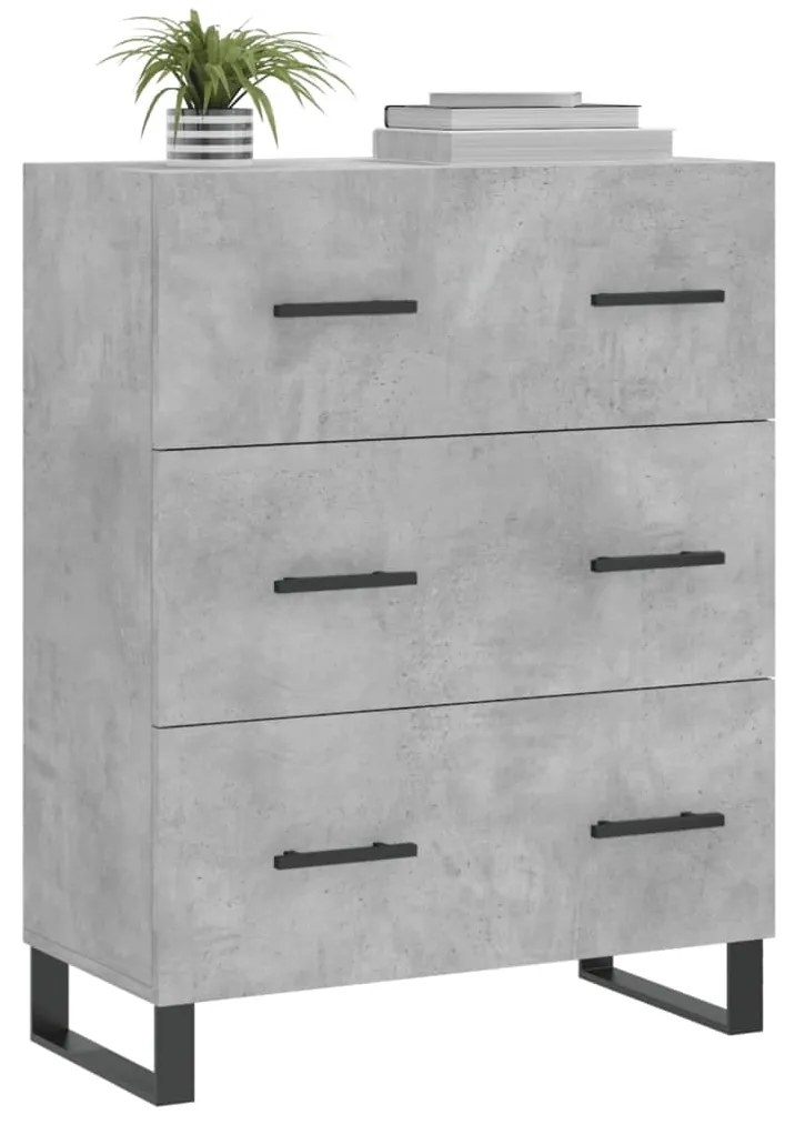 Credenza grigio cemento 69,5x34x90 cm in legno multistrato