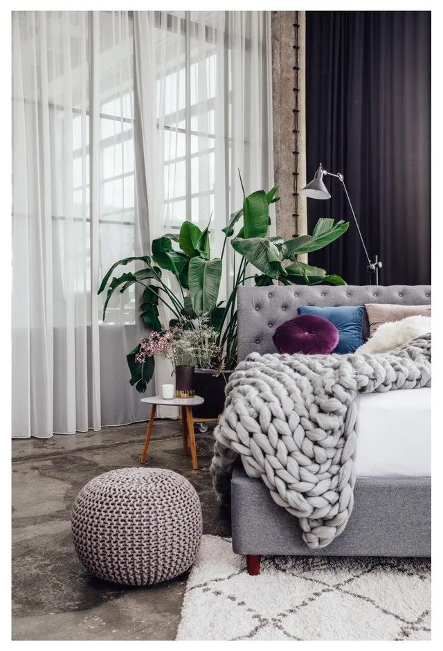 Poggiapiedi grigio con rivestimento in lavorato a maglia Jagger – Bonami Essentials