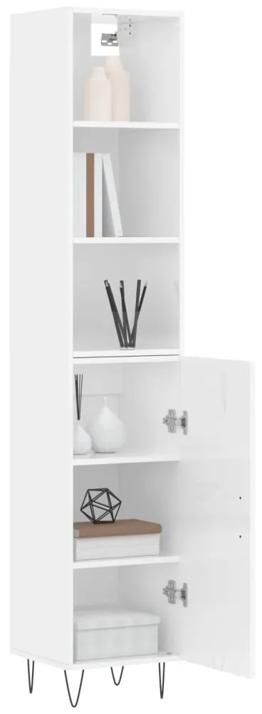 Credenza 34,5x34x180 cm in legno multistrato bianco lucido