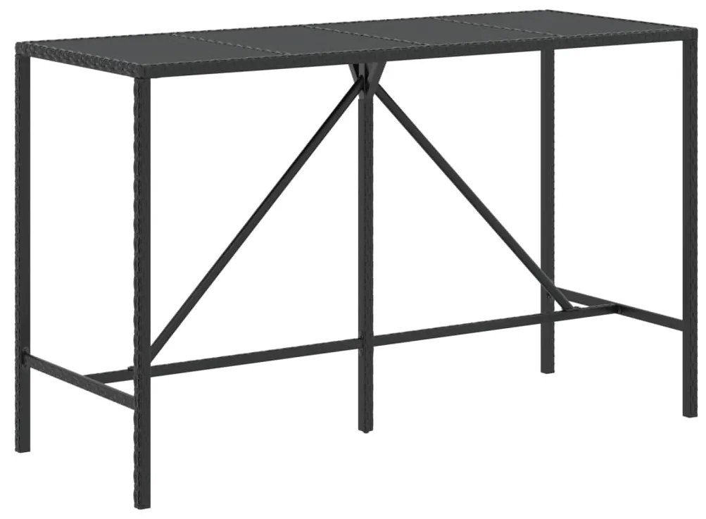 Set bar giardino 9 pz nero polyrattan e legno massello acacia