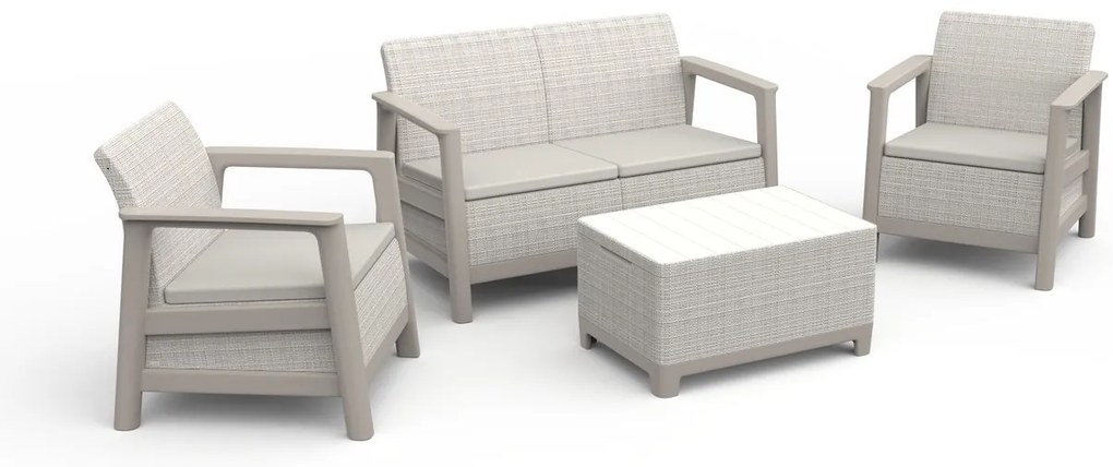 Salotto da giardino per 4 persone beige SCANDI KETER con cuscini beige