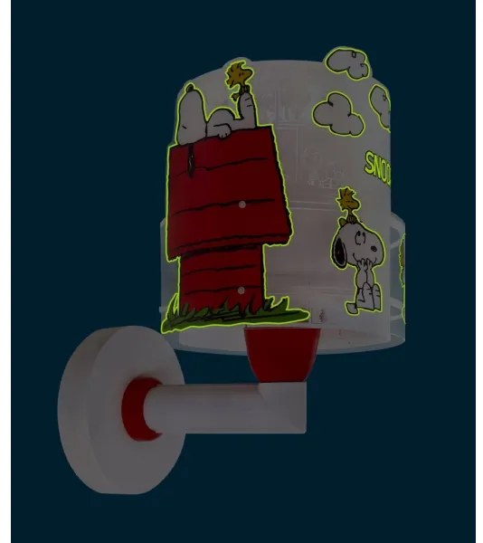 Dalber 76309 - Lampada da parete per bambini SNOOPY 1xE27/15W/230V bianco/rosso