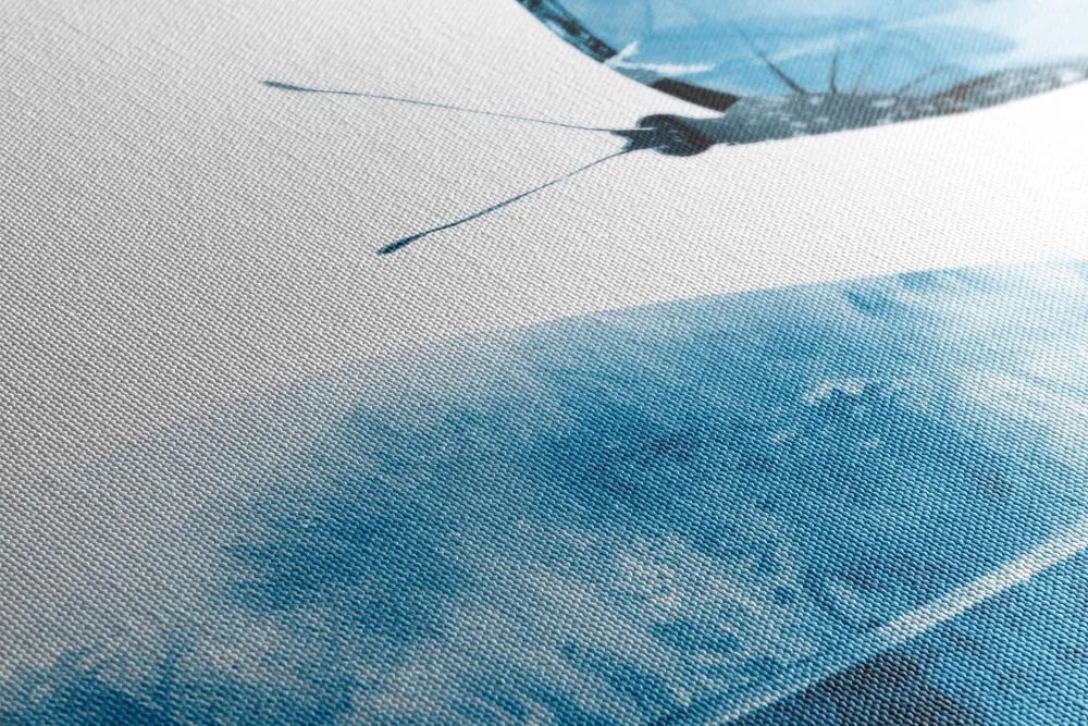 Stampa su tela – Piuma con farfalla in blu