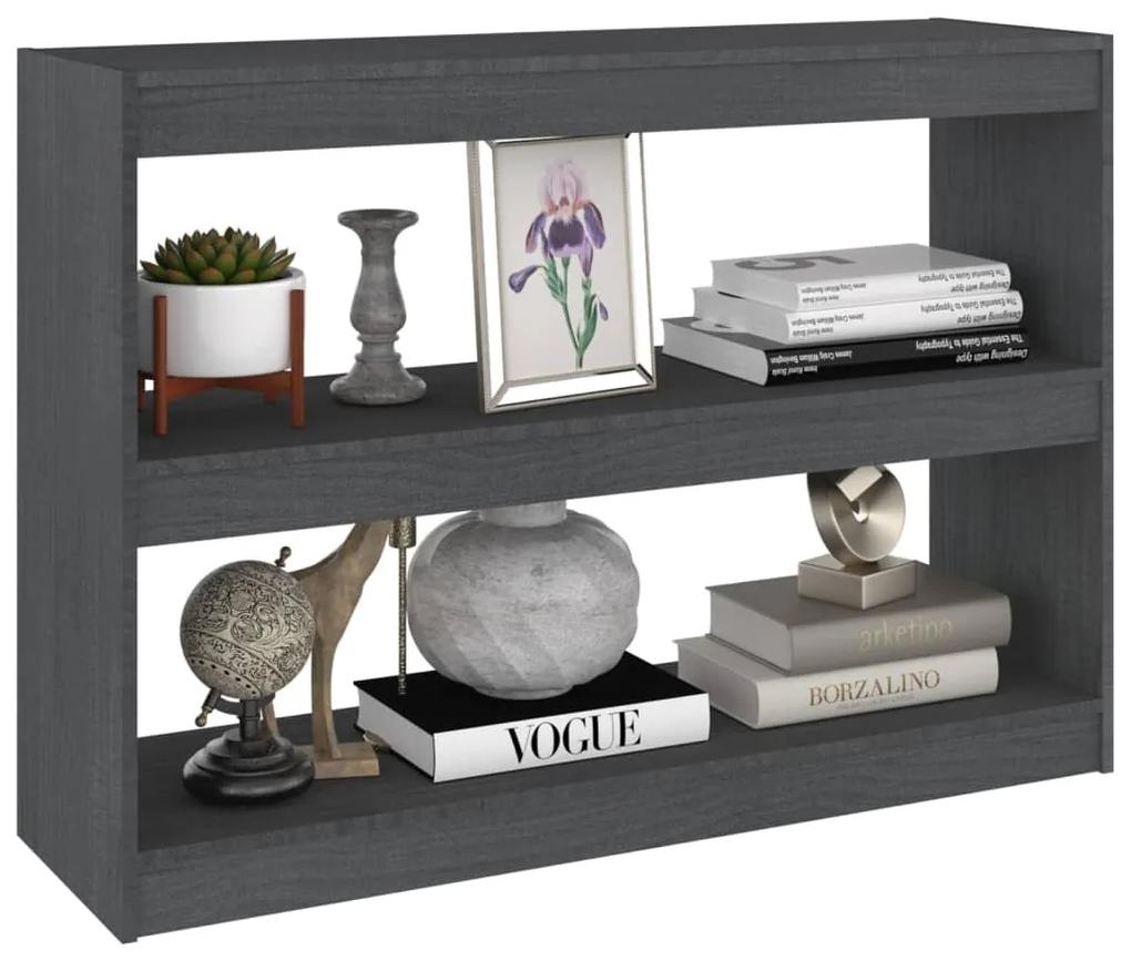 Libreria/divisorio grigio 100x30x71,5 cm in legno massello di pino