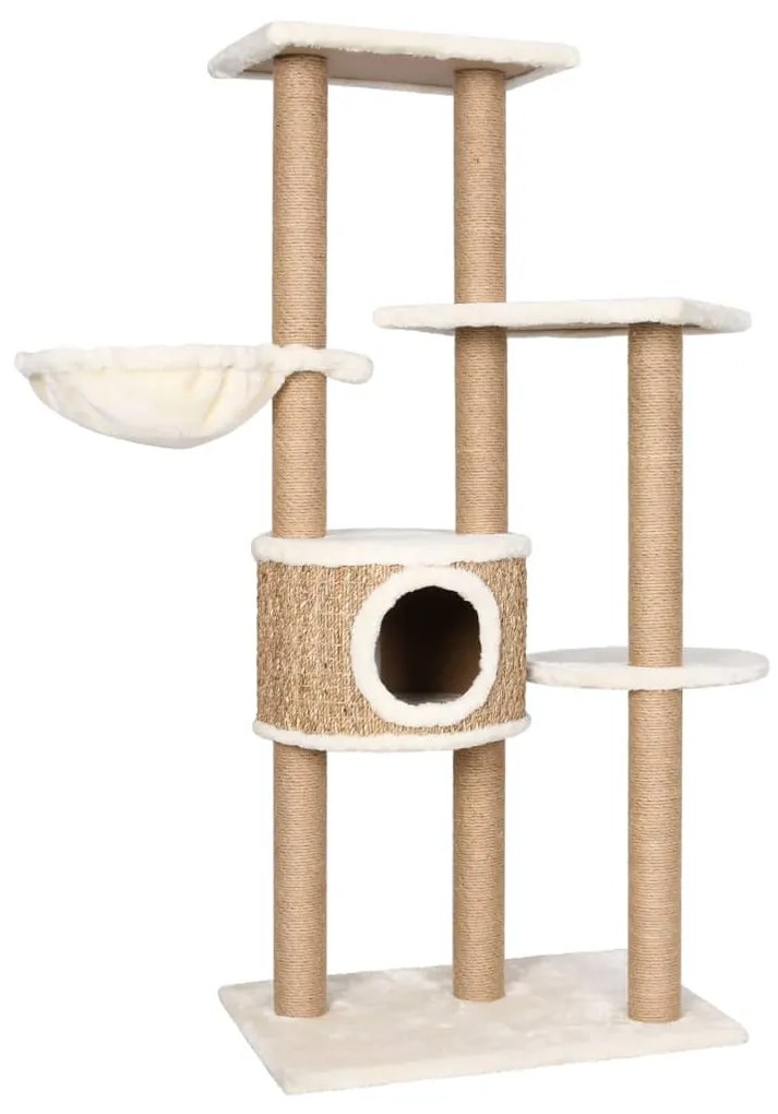 Albero per gatti con palo tiragraffi 126 cm in giunco