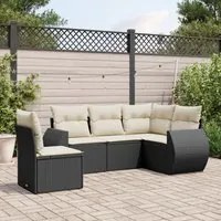 Set Divani da Giardino 5 pz con Cuscini in Polyrattan Nero 3221365