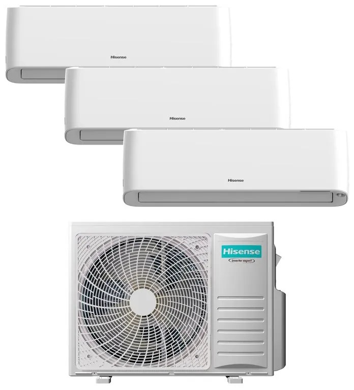 Condizionatore a muro multisplit inverter HISENSE Trial Energy Pro Plus 9 + 9 + 12 21000 BTU classe raffreddamento A++, classe di riscaldamento A++, bianco
