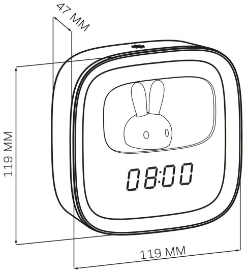 Lampada notturna dimmerabile LED con sveglia BUNNY LED/1,2W/5V 3000K