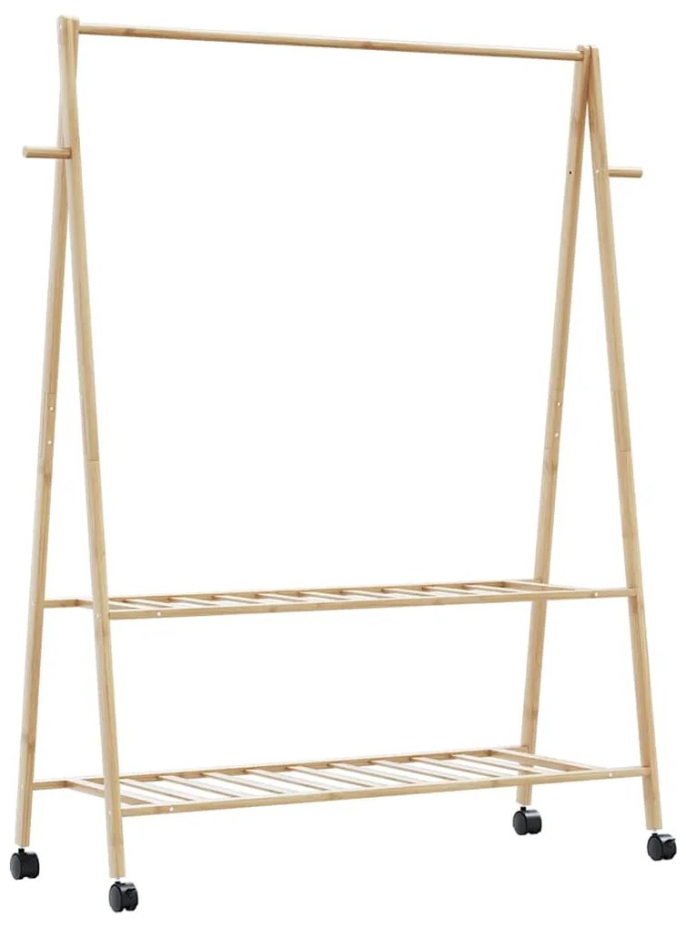 Appendiabiti Con Ripiani E Ruote 132x45,5x155,5 Cm İn Bambù /