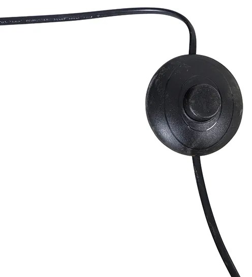 Lampada da terra in ottone con base in marmo nero e paralume in ottone - XXL