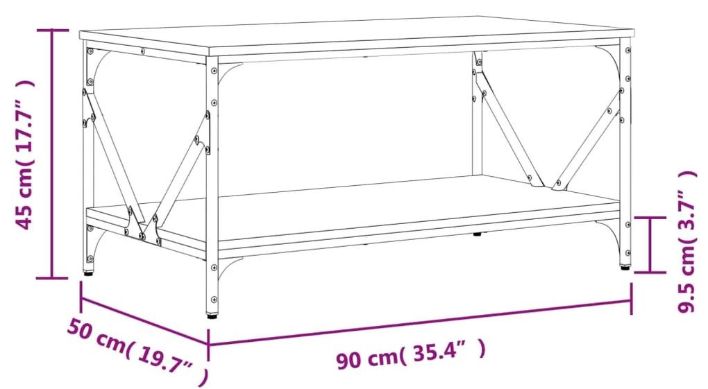 Tavolino da Salotto Rovere Marrone 90x50x45cm Legno Multistrato