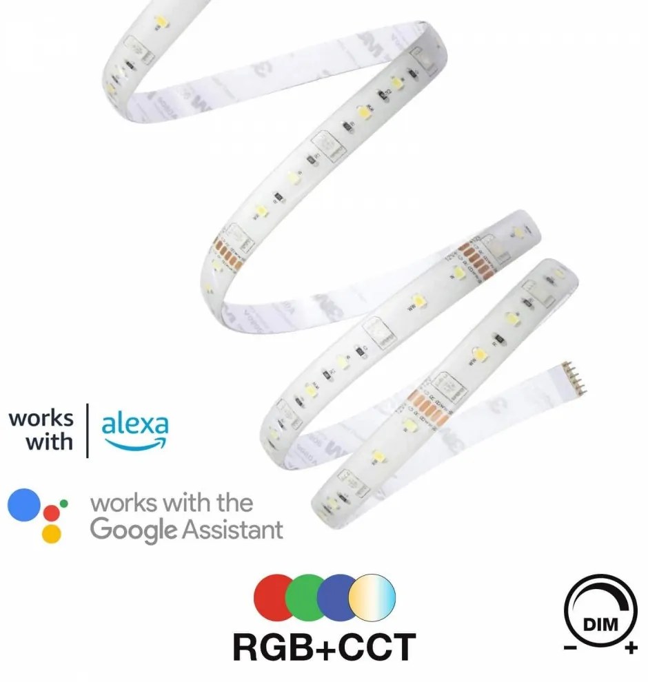 Kit Striscia LED 17W smart RGB+CCT Bianco Variabile e Dimmerabile WiFi - Amazon Alexa e Google Home Colore RGB+CCT