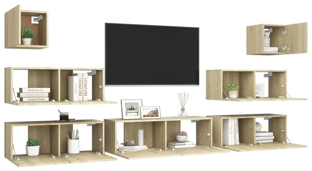 Set di mobili porta tv 7 pz rovere sonoma in legno multistrato