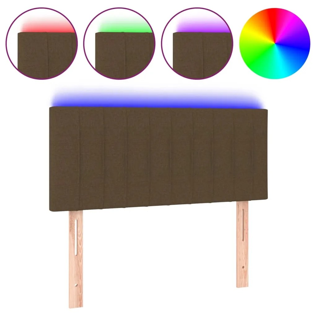 Testiera a led marrone scuro 100x5x78/88 cm in tessuto