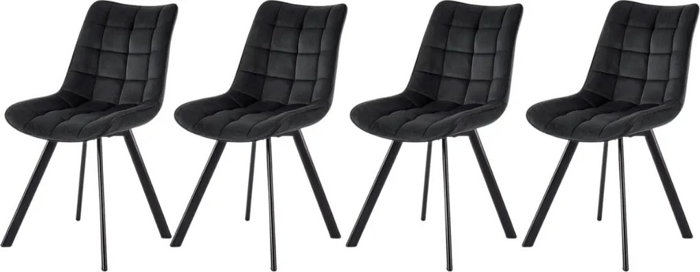 Set di 4 sedie K332 in velluto nero