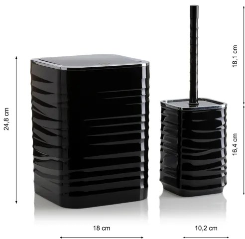 Set da bagno WAVE 5 pz nero/cromo