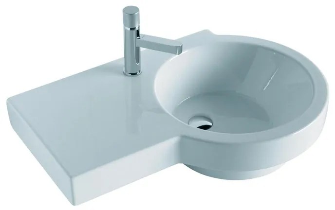 Lavabo sospeso ovale Tutto Evo lato destro H 18 x P 22 cm in ceramica bianco