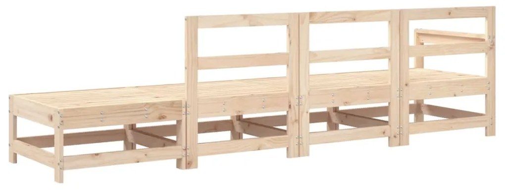 Set salotto da giardino 4 pz in legno massello di pino
