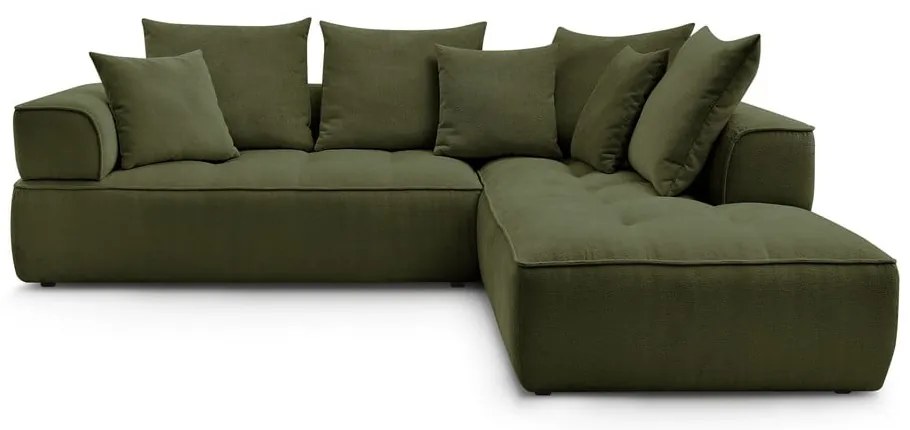 Divano angolare verde (penisola a destra/a L) con rivestimento in ciniglia Whesley – Bobochic Paris