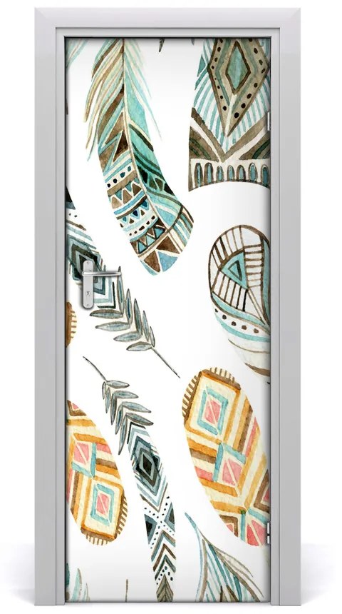 Sticker porta Piume etniche 95x205 cm