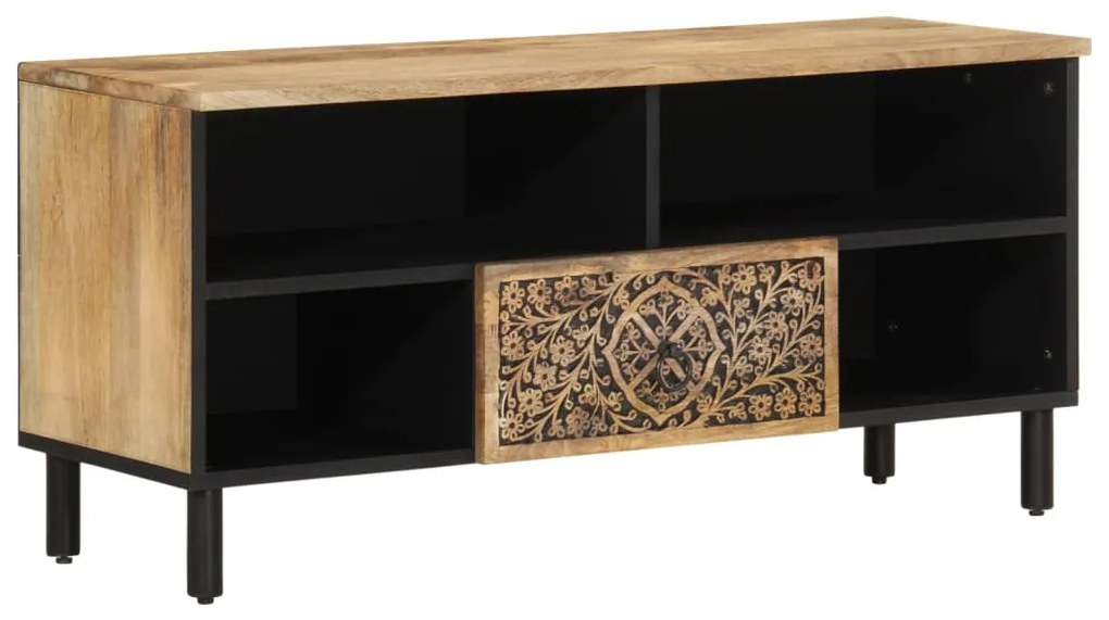 Mobile porta tv 100x33x46 cm in legno massello di mango
