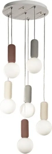 Lampada a sospensione ROCK 35 cm in cemento Multicolor e vetro soffiato 6 Luci