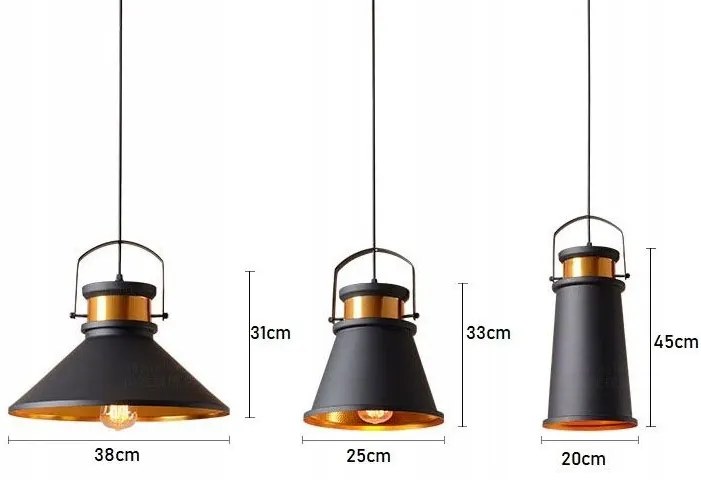 Lampada da soffitto ASTI ABC Nero/Oro