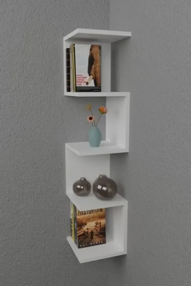 Mensola Ad Angolo Zig-Zag 5 Ripiani 25x25x109 Musa Bianca