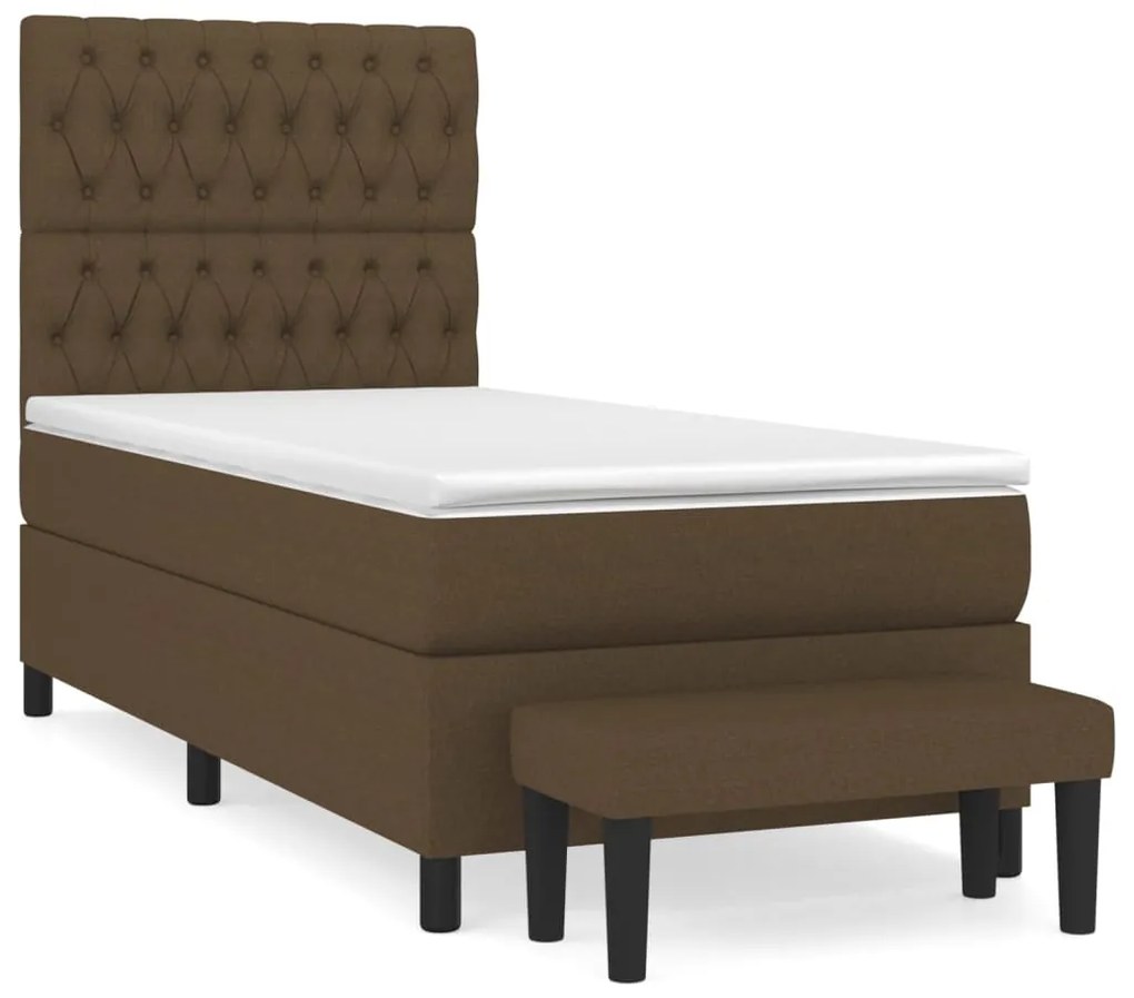 Giroletto a molle con materasso marrone scuro 90x200 cm tessuto
