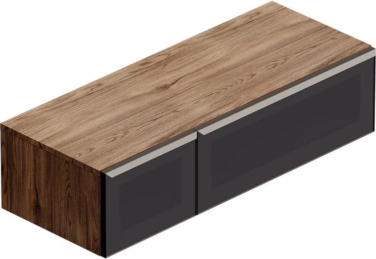 Mobile da bagno sospeso Star con top integrato L 120.3 x H 30 x P 46 cm noce walnut, 2 cassetti a destra dotati di  illuminazione  a LED