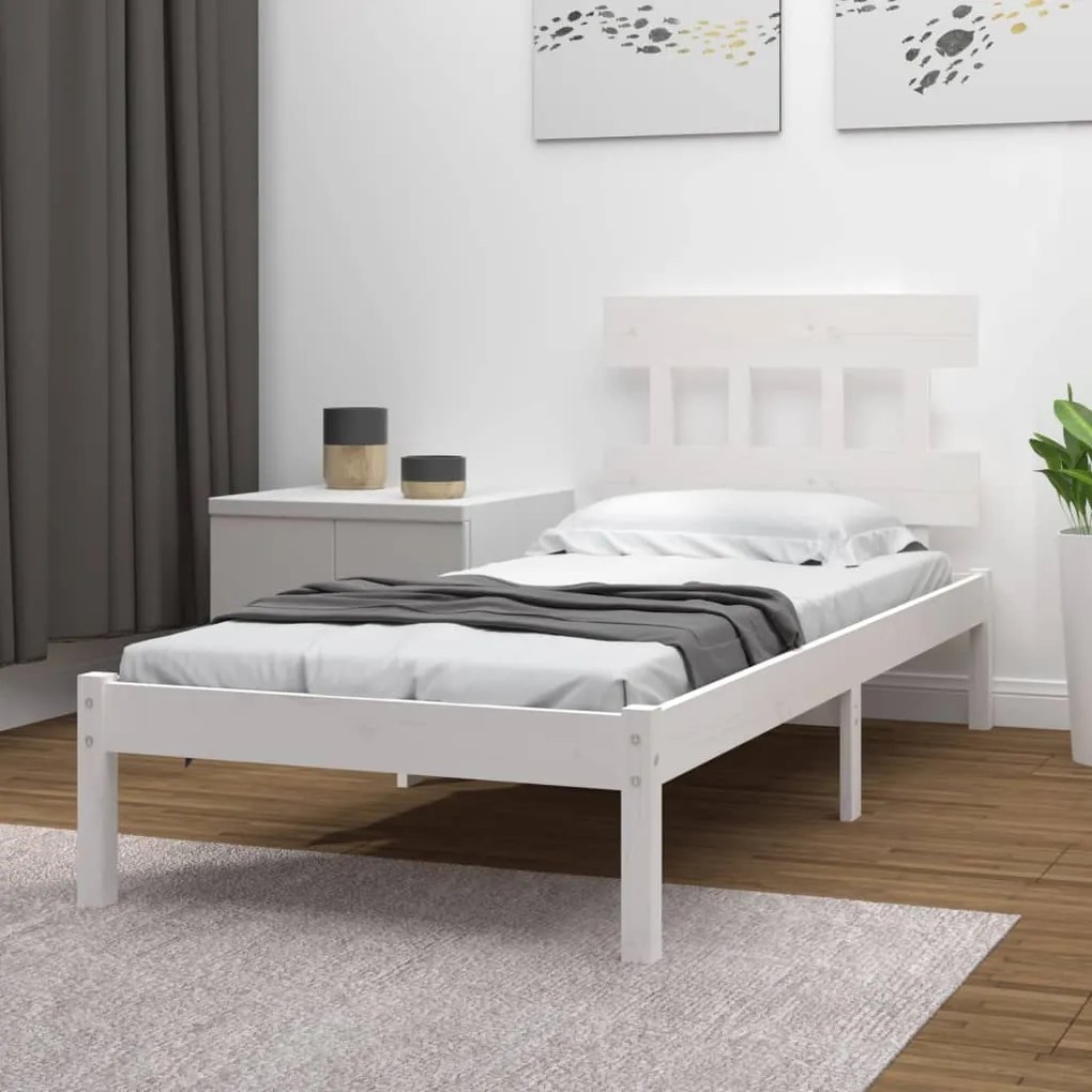 Giroletto Bianco İn Legno Massello 90x190 Cm Single /