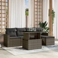 Set Divano da Giardino 6 pz con Cuscini Grigio in Polyrattan 3267240