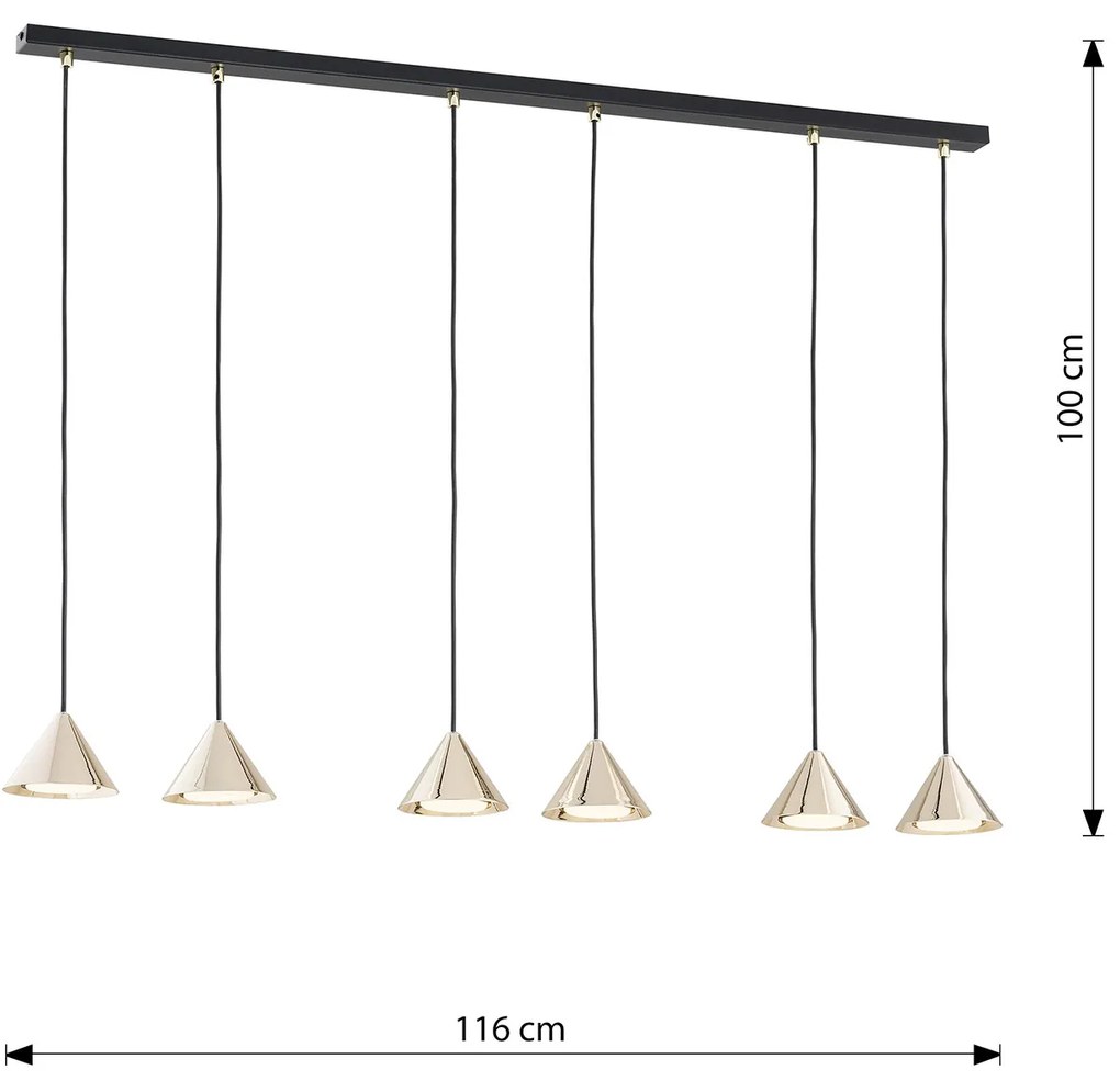 Sospensione Minimal Skadi 6 Luci In Acciaio Oro
