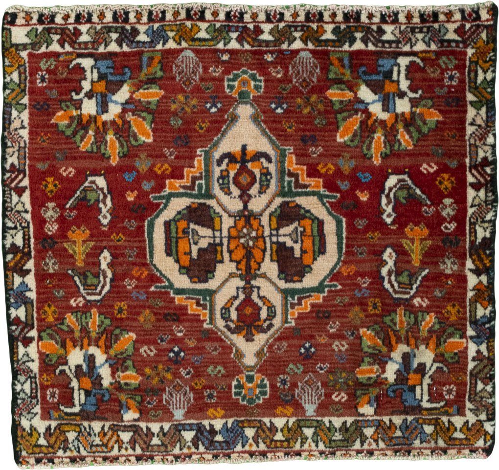 Shiraz Tappeto persiano 60 x 50 Rosso (Iran) Annodato A Mano