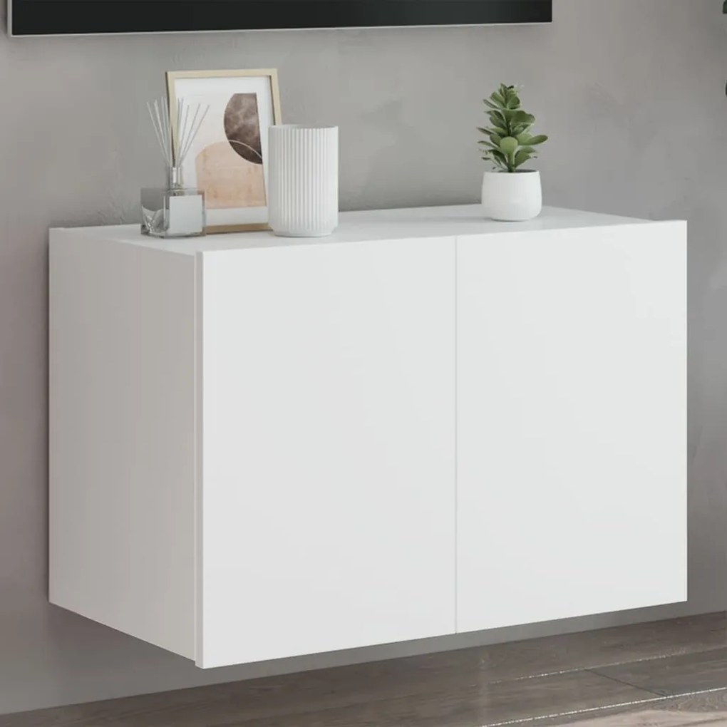 Mobile tv a parete con luci led bianco 60x35x41 cm