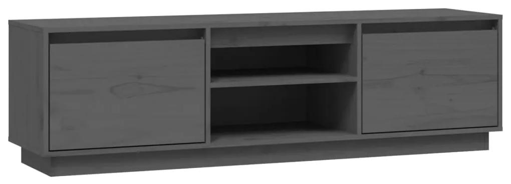 Mobile porta tv grigio 140x35x40 cm in legno massello di pino