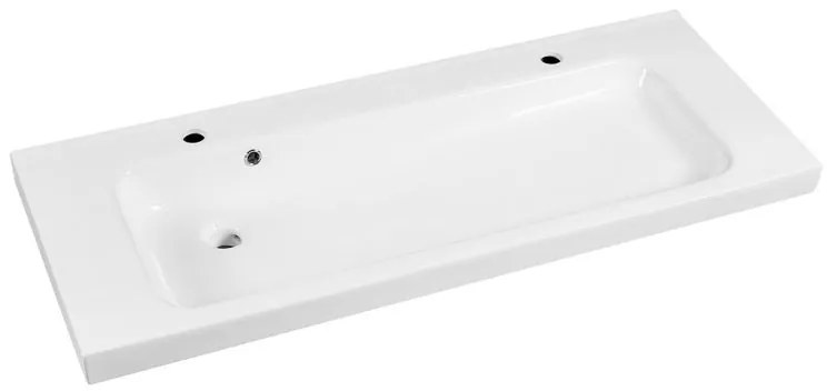 Lavabo a incasso rettangolare doppia vasca Remix L 121.0 x H 14.0 x P 49.0 cm in ceramica bianco lucido