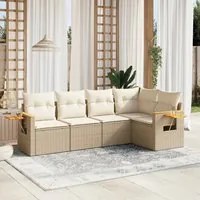 Set Divano da Giardino 5 pz con Cuscini Beige in Polyrattan 3226786