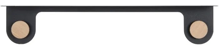 Mensola da parete in acciaio nero con dettaglio in legno di quercia con 2 ganci , lunghezza 70 cm Hook - Gazzda