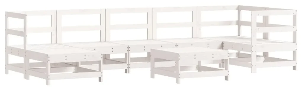 Set divani da giardino 8pz con cuscini in legno massello bianco