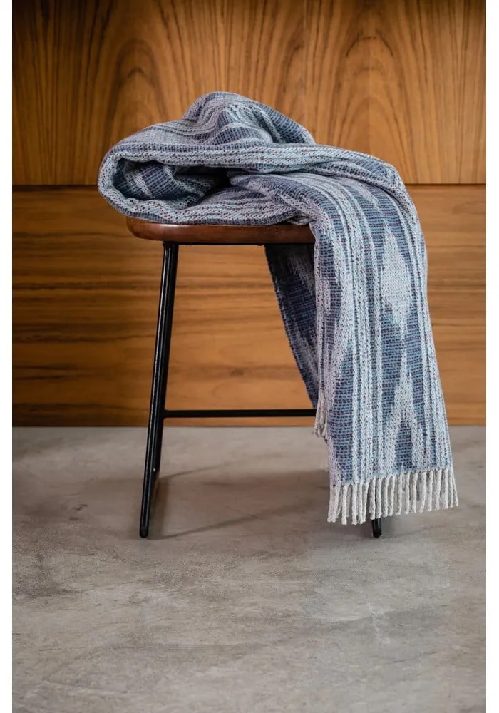 Plaid blu con contenuto di cotone , 140 x 180 cm Zanzibar - Euromant