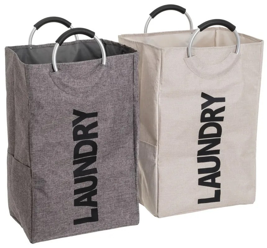 Ceste per il bucato in set grigie/beige in tessuto 2 pz – Casa Selección