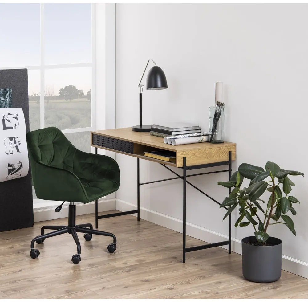 Sedia da ufficio verde con superficie in velluto Brooke - Actona