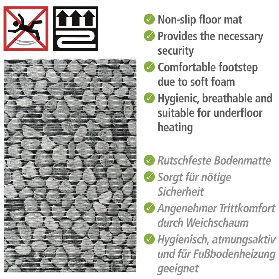 Tappetino da bagno in plastica grigio 50x80 cm Sassi - Wenko