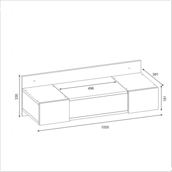 Tavolo da trucco ZAKKUM 33x100 cm antracite