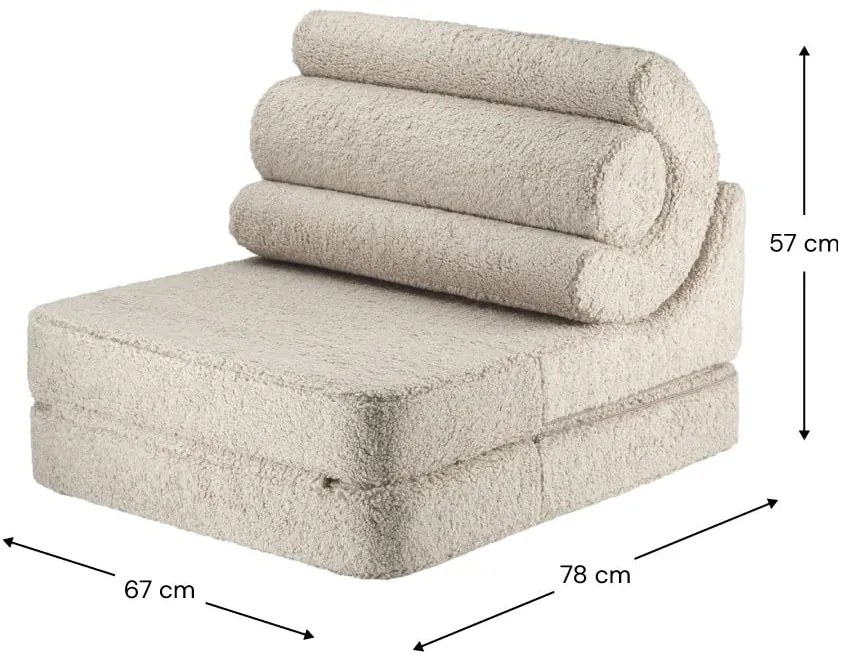 Poltrona per bambini marrone chiaro con rivestimento in bouclé Flipster – Wigiwama