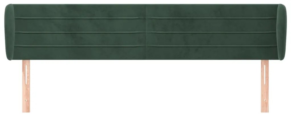 Testiera ad orecchio verde scuro 183x23x78/88 cm in velluto