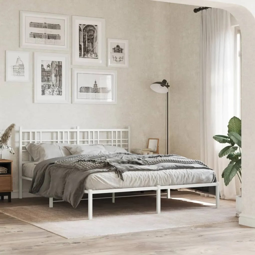 Giroletto con testiera metallo bianco 150x200 cm