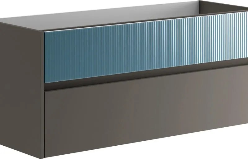 Mobile da bagno sospeso sotto lavabo Niwa 2 cassetti L 119.5 x H 50 x P 45.5 cm grigio carbone e blu pacifico cannettato